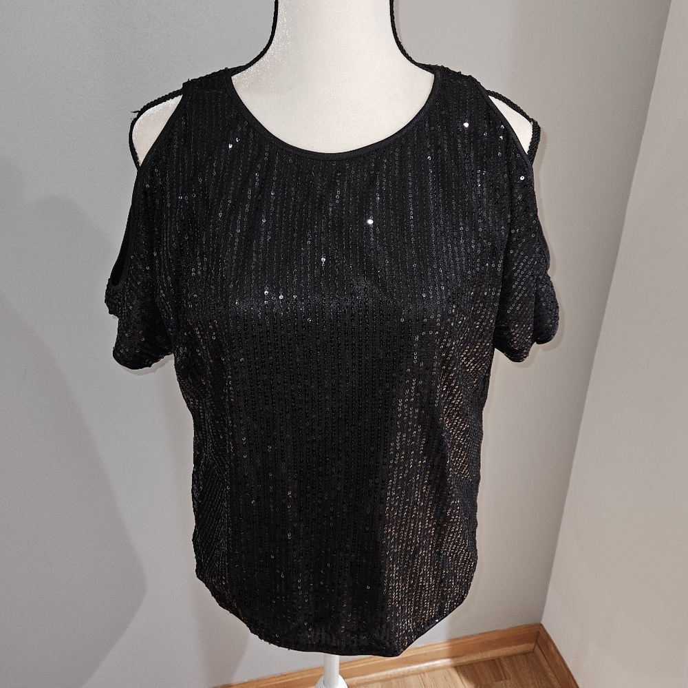 Black Sequin Women's Top